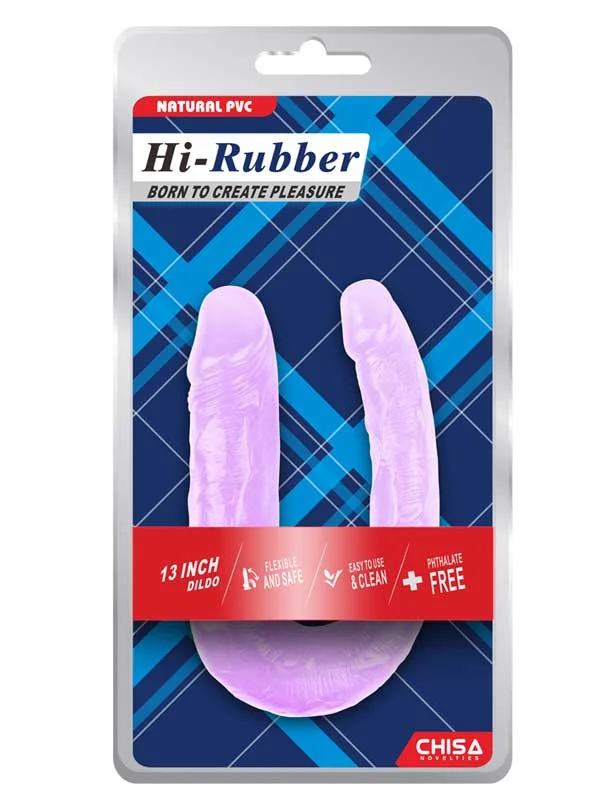 Hi-Rubber Şeffaf Jel Çift Taraflı U Şeklinde Dildo - 17 cm ürün görseli