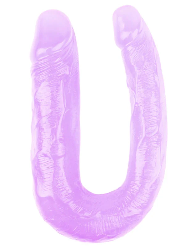 Hi-Rubber Şeffaf Jel Çift Taraflı U Şeklinde Dildo - 17 cm