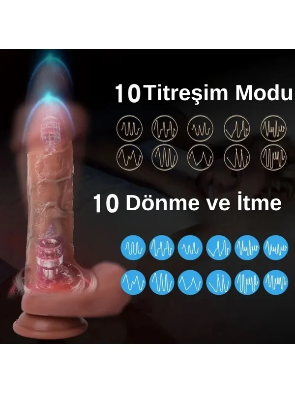 Ultra Realistik Isıtma İleri Geri ve Dönme Fonksiyonlu Gerçekçi Vibratör ürün görseli
