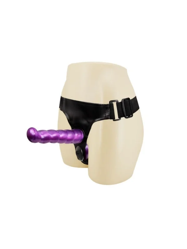Çift Taraflı Mor Renk Belden Bağlamalı Dildo ürün görseli