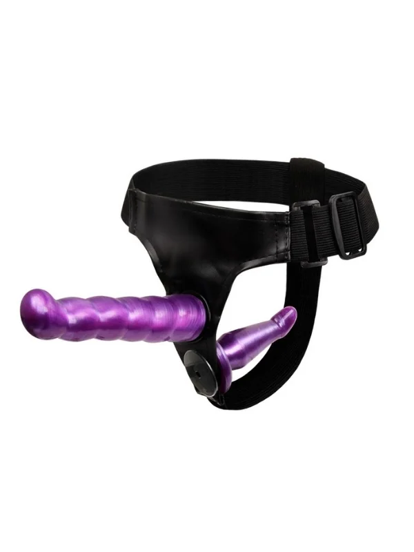 Çift Taraflı Mor Renk Belden Bağlamalı Dildo ürün görseli