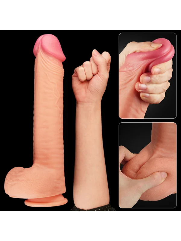 12 İnç Dual Layered Platinum Silicone Cock Dildo ürün görseli