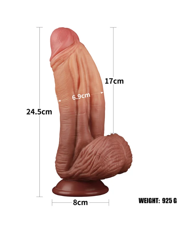 10 İnç Çift Katmanlı Platinum Silikon Dildo ürün görseli