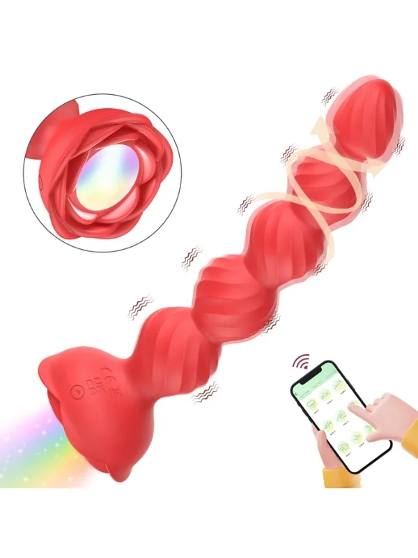 Telefon Kontrollü Haley Rose Pulled Beads Anal Plug ürün görseli