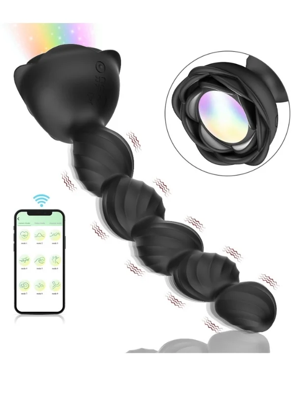 Telefon Kontrollü Haley Rose Pulled Beads Anal Plug