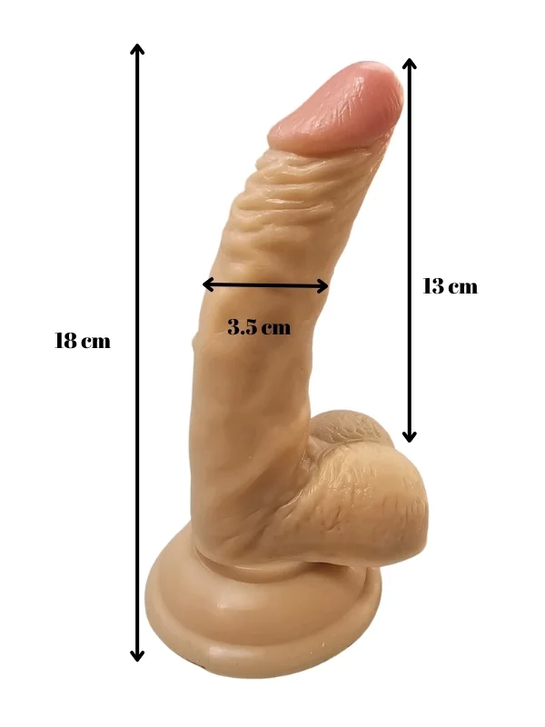 Gerçekçi Testisli Melez Dildo Eğik ürün görseli