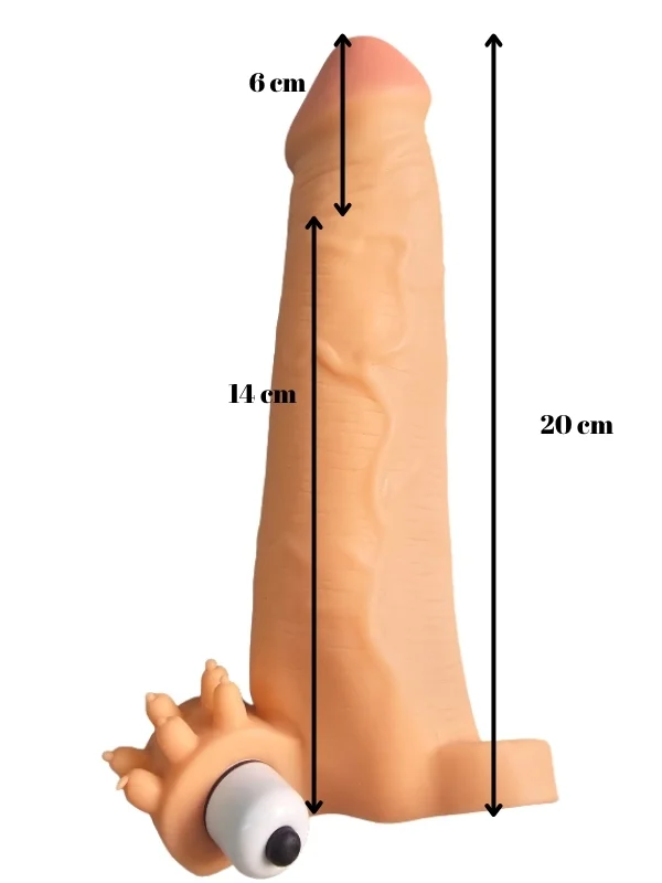 Gerçekçi Penis Kılıfı Et Dokusunda Titreşimli Testis Geçmeli 20 cm ürün görseli