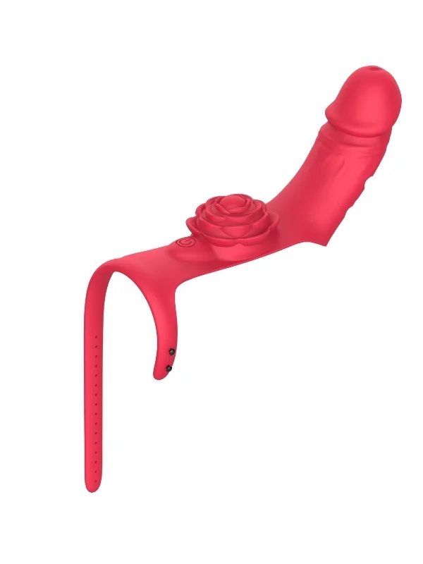 Parmak takılabilir fiziksel dildo + Gül Titreşimli 2'si 1 arada yeni tasarım parmak vibratörü ürün görseli