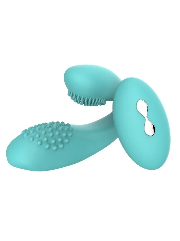 Kablosuz Kumandalı Tırtıklı Klitoris ve G-Spot Uyarıcı 2 in 1 Çift C Vibratör