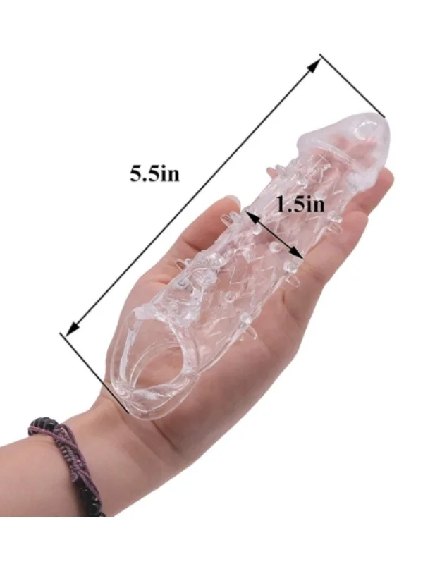 Wolf Warrior Crystal Şeffaf Dokulu Penis Kılıfı — Esnek TPE Malzeme, Gerçekçi His, 13.8 cm ürün görseli