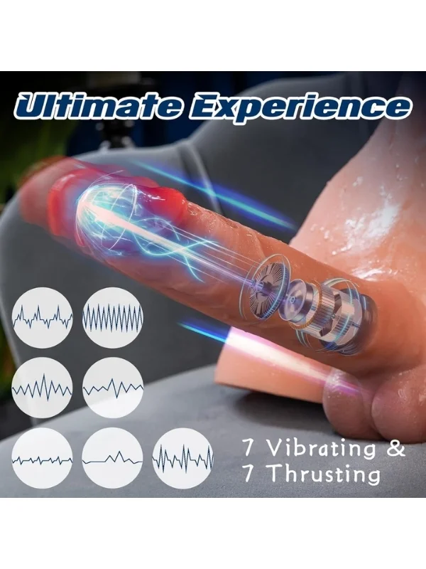 Titreşimli ve İtmeli Penisli Trans Yarım Vücut Mastürbatör Dildo ürün görseli