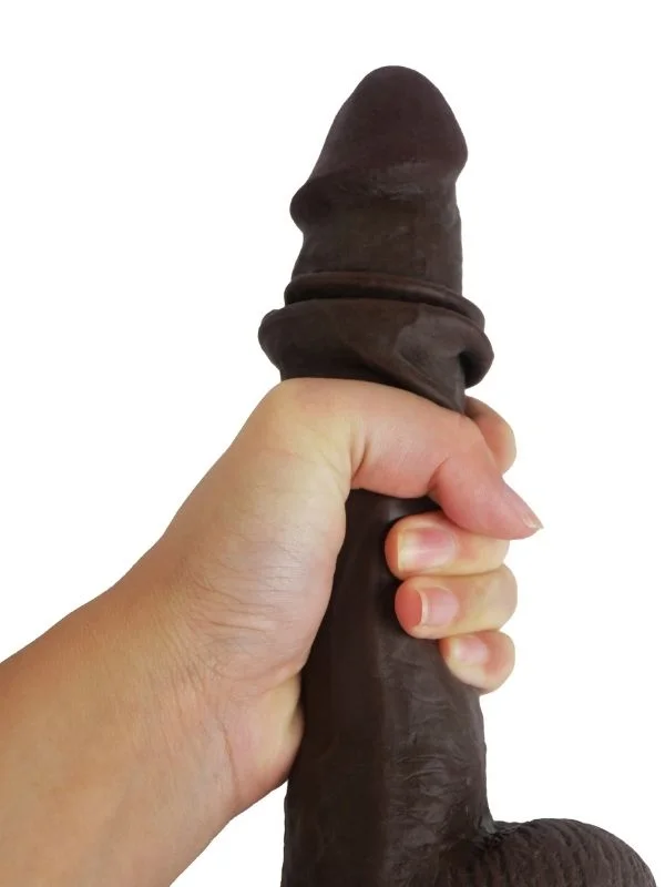 Ultra Gerçekçi 24 Cm Koyu Kahverengi Kıkırdaklı Dildo ürün görseli