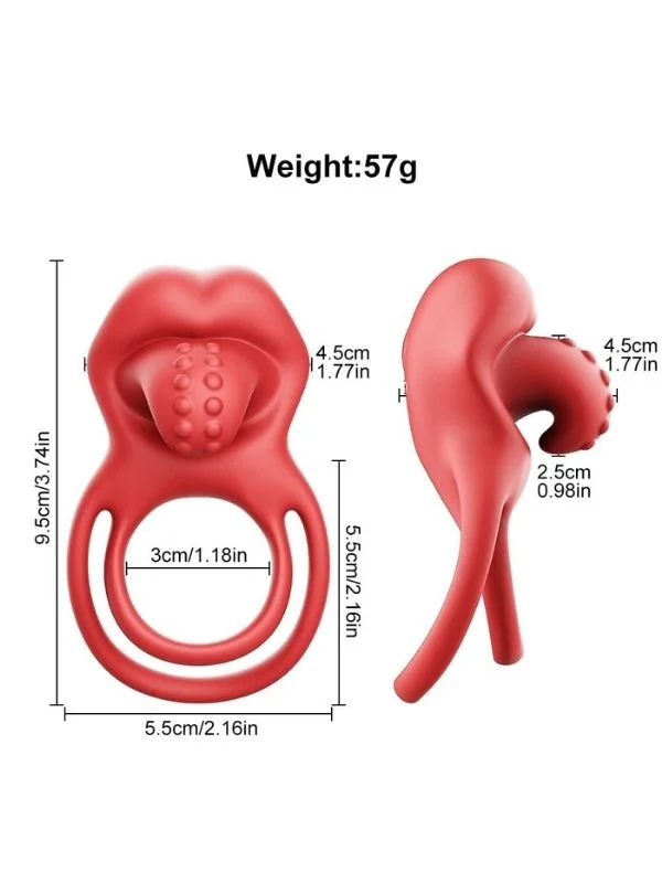 G-Noktası Uyarımlı Dilli Titreşimli Penis Halkası — Çift Yönlü Zevk ürün görseli