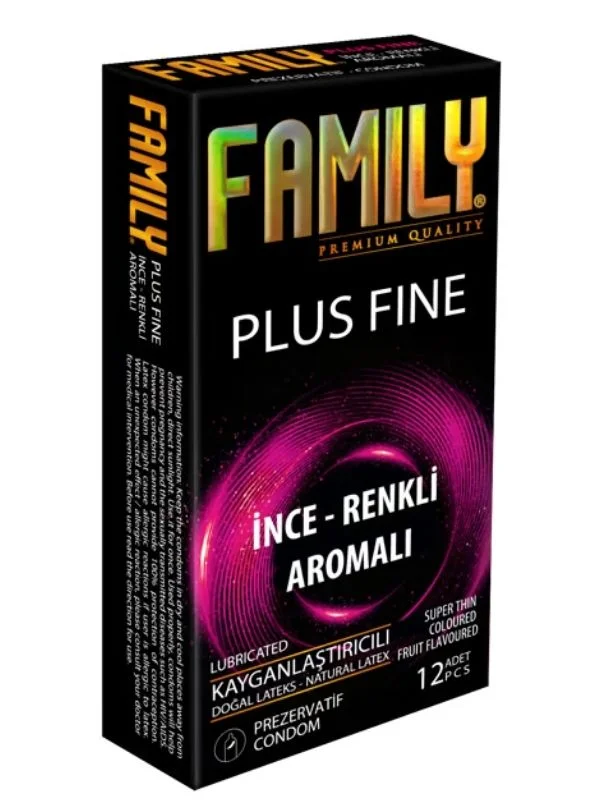 Family Plus Fine - Süper İnce, Renkli Ve Meyve Aromalı - Renkli Geceler Prezervatif