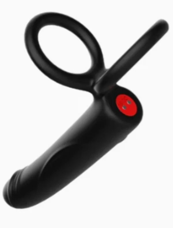Çift Penis Halkalı Titreşimli Prostat Masaj Aleti ve Dildo Vibratör - Testis Uyarıcı Esnek Anal Plug ürün görseli