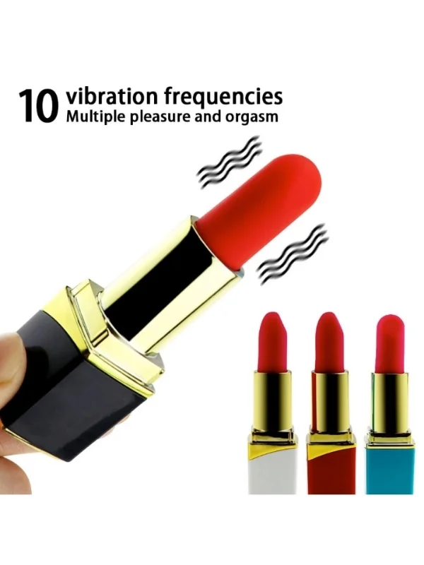 Ruj Şeklinde Mini Vibratör — 10 Mod, Şarjlı, Gizli Tasarım, Güçlü Titreşim ürün görseli