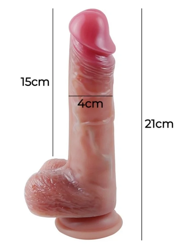 Gerçekçi Tasarımlı Vakum Tabanlı Silikon Dildo 21 cm ürün görseli