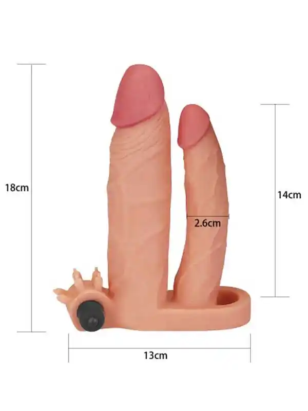 X Tender İkili Titreşimli Realistik Penis Kılıfı 2.5 cm Uzatmalı ürün görseli