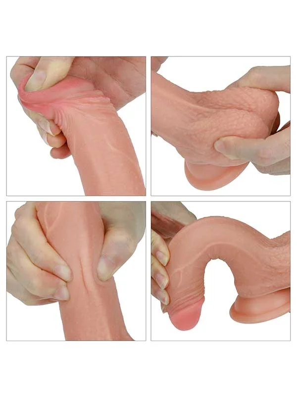 Çift Katmanlı Platinyum Silikon Realistik Dildo 18 cm ürün görseli
