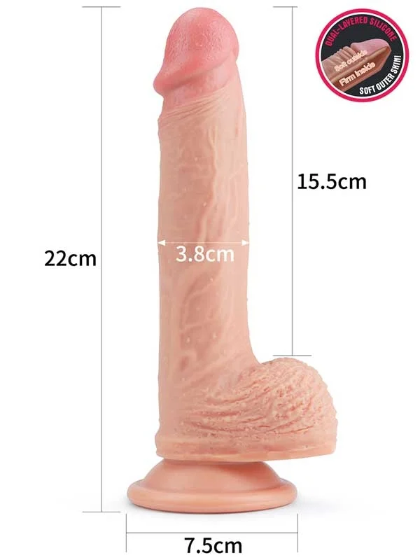 Çift Katmanlı Platinyum Silikon Realistik Dildo 22 cm ürün görseli