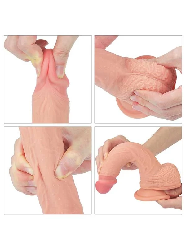 Çift Katmanlı Platinyum Silikon Realistik Dildo 22 cm ürün görseli