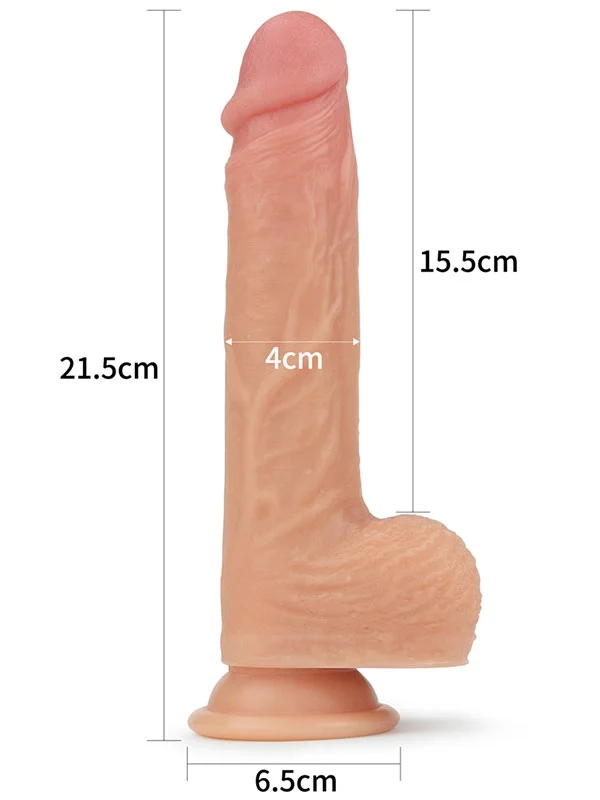 Döner Başlı Çift Katmanlı Isıtmalı Şarjlı Titreşimli Gerçekçi Dildo 21.5 cm ürün görseli