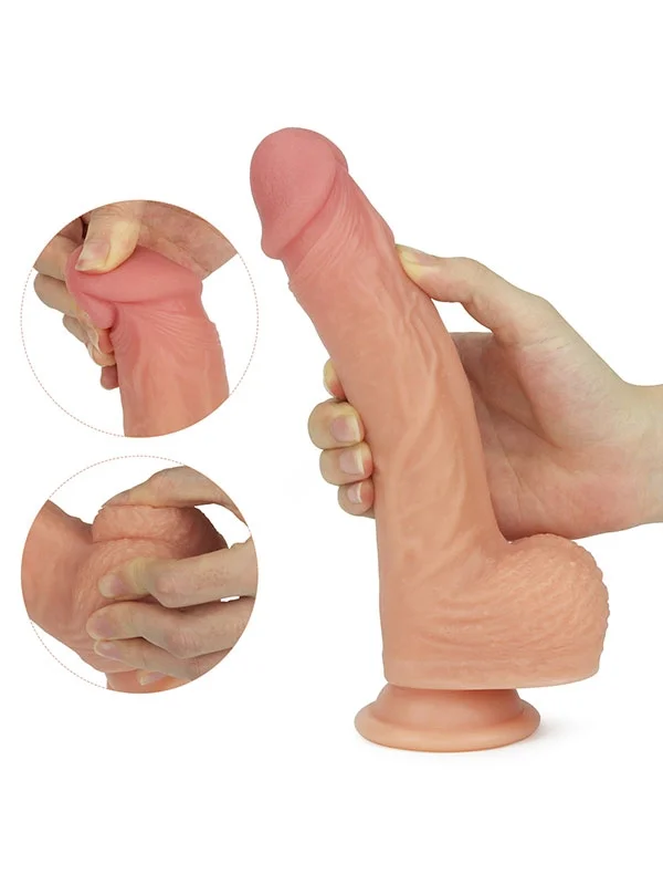 Döner Başlı Çift Katmanlı Isıtmalı Şarjlı Titreşimli Gerçekçi Dildo 21.5 cm ürün görseli