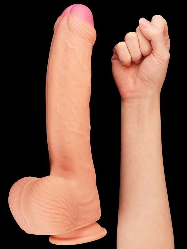 Çift Katmanlı Platinyum Silikon Realistik Dildo 28 cm ürün görseli