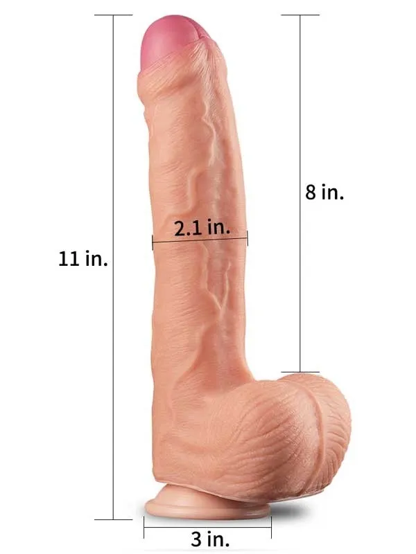 Çift Katmanlı Platinyum Silikon Realistik Dildo 28 cm ürün görseli