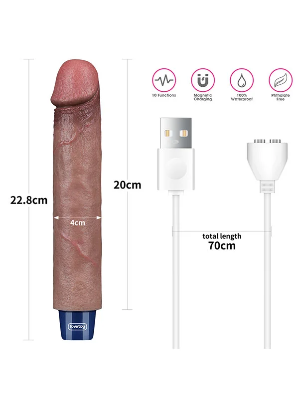 9" REAL SOFTEE Rechargeable Silicone Vibrating Dildo ürün görseli