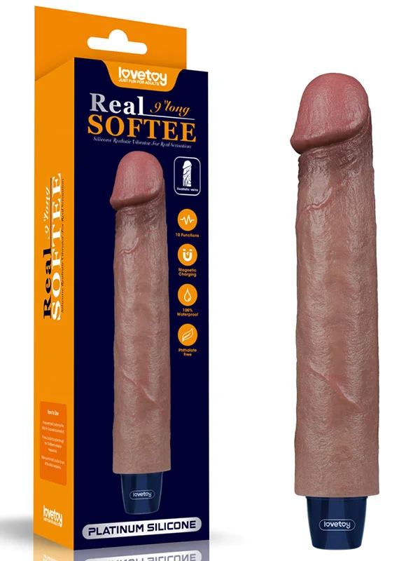 9" REAL SOFTEE Rechargeable Silicone Vibrating Dildo ürün görseli