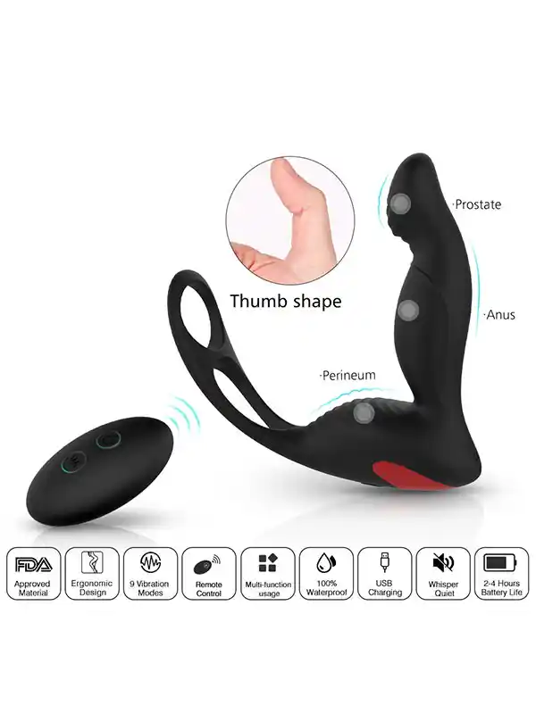 Penis Halkalı Prostat Şarjlı Uzaktan Kumandalı Anal Vibratör ürün görseli