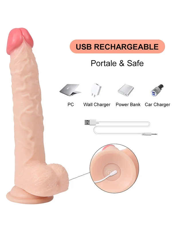 Uzaktan Kumandalı Şarjlı Döner Başlı Titreşimli Realistik Dildo 23 cm ürün görseli