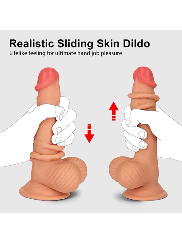 7.6" Dual Layer Oynar Derili Realistik Dildo 19 cm ürün görseli